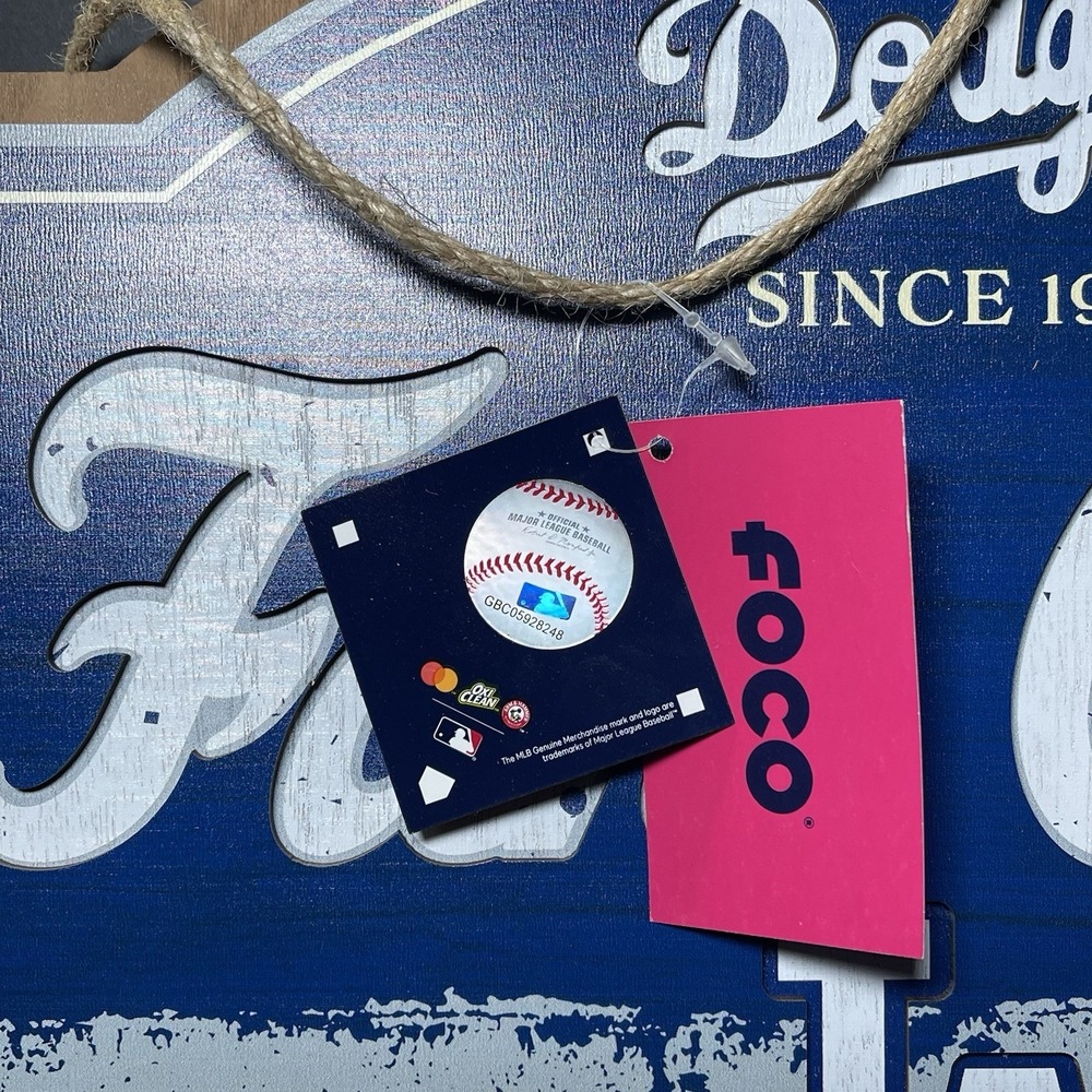 LA Dodgers Fan Cave Wood‎ 15in Sign MLB Genuine Merchandise Rico Industries NWT - Picture 2 of 4